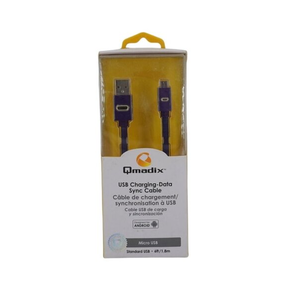 Qmadix USB Charging & Data Sync Cable 6ft/1.8m Micro USB to Standard USB for And - Picture 1 of 5
